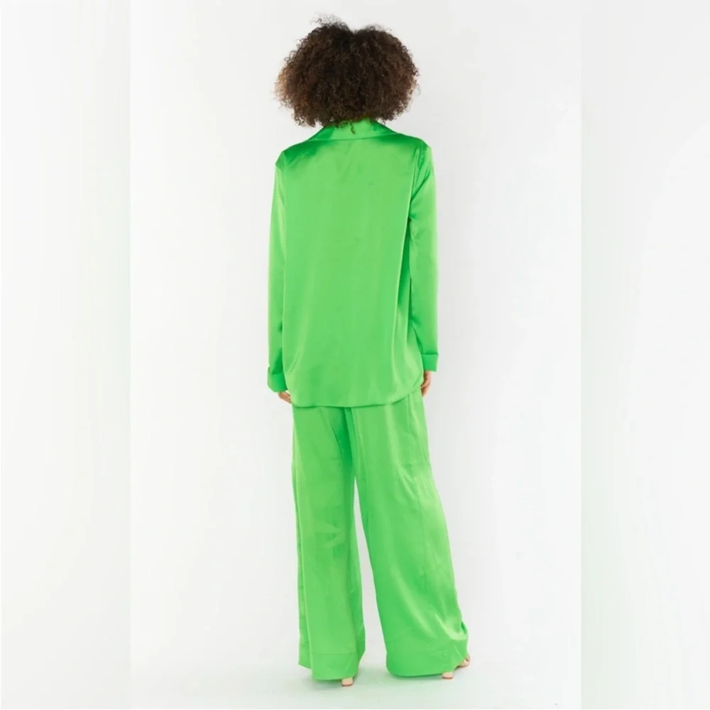 Hayes Trouser - Vibrant Green Satin Pants SMYM NWT Pants ONLY